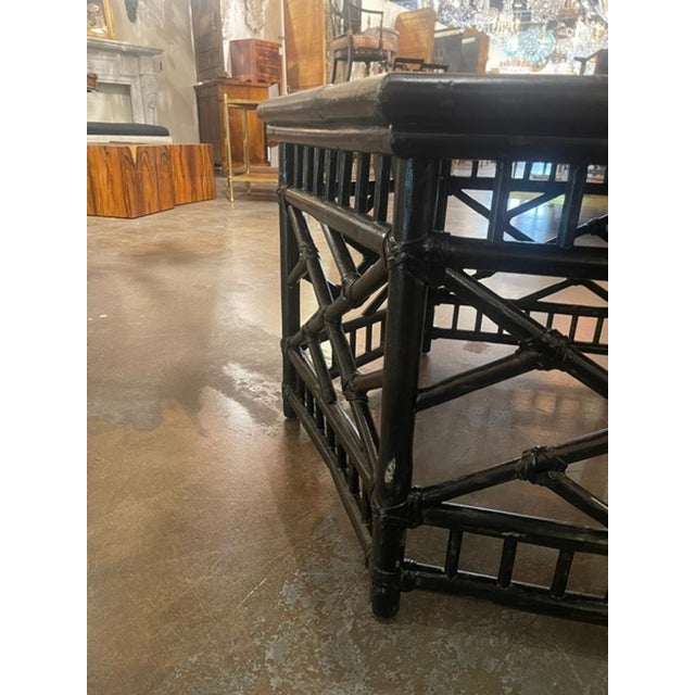 Mid 20th Century Vintage Italian Hexagonal Bamboo Low Table For Sale - Image 5 of 7