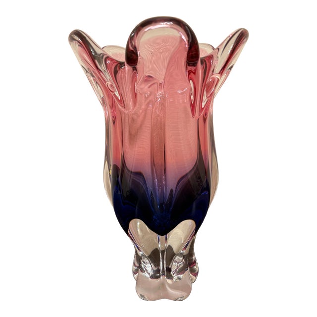 Chrisbska Joseph Hospodka Vintage Murano Style Hand Blown Glass Art Vase For Sale
