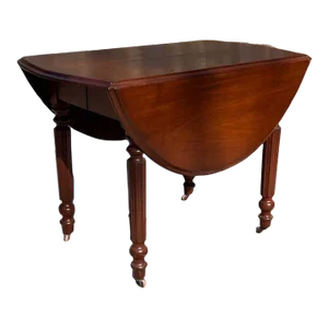 French Louis Philippe Carved Cherry Drop Leaf Dining Table, 19th Century,