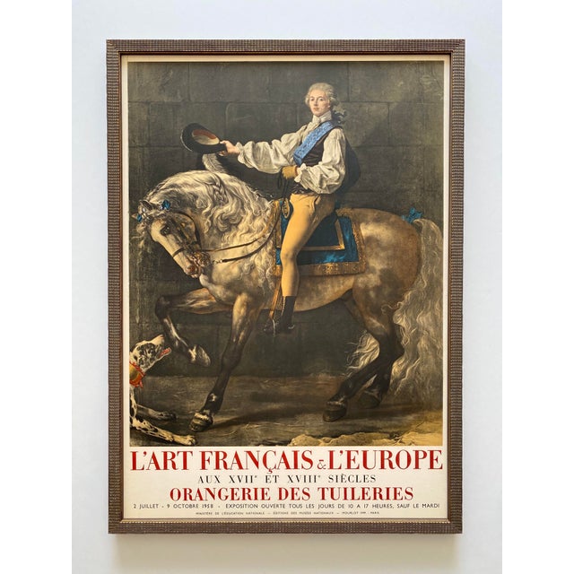 Jacques Louis David Vintage 1958 Neoclassical Mourlot Lithograph Print Framed Paris Exhibition Poster " Equestrian Portrait " 1781 For Sale - Image 14 of 14