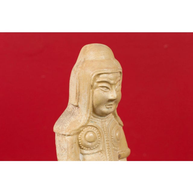 Chinese Tang Dynasty Terracotta Warrior with Straw Glaze For Sale - Image 9 of 12