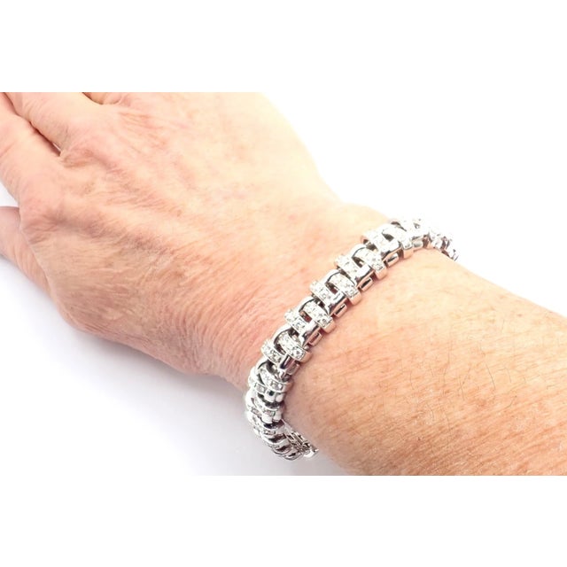 Tiffany & Co. Vannerie White Gold Basket Weave Diamond Bracelet For Sale - Image 11 of 13