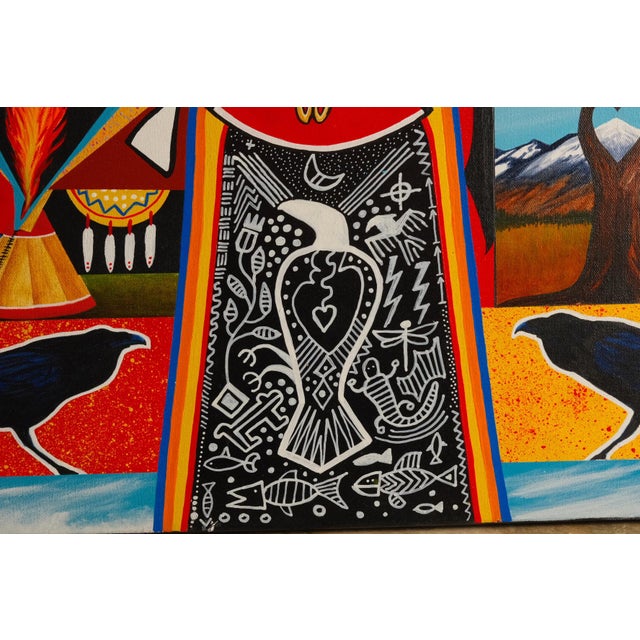 Raven Redfox Original Painting (2015) - Contemporary Native Style - Runninghorse Estate For Sale In Denver - Image 6 of 12