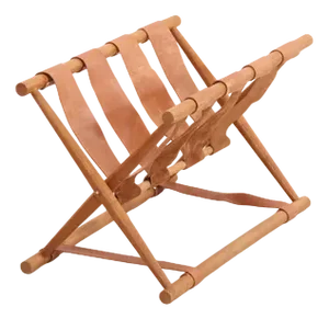 Modernist Danish Oak with Leather Magazine Rack, 1960s