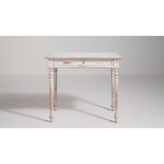 French Louis XVI White Patinated Table, Neoclassical Style, France, Circa 1900 For Sale - Image 3 of 13
