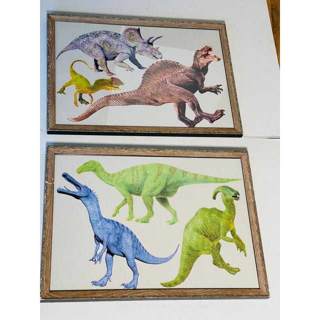 Paper 1970s Cool Pair of Jurassic Dinosaurs Collages Framed For Sale - Image 7 of 10