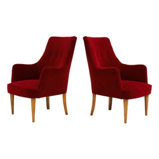 Small Armchairs with High Backrests in the style of Gio Ponti, Italy, 1950, Set of 2 For Sale