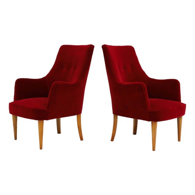 Small Armchairs with High Backrests in the style of Gio Ponti, Italy, 1950, Set of 2 For Sale