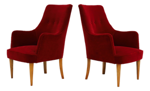 Small Armchairs with High Backrests in the style of Gio Ponti, Italy, 1950, Set of 2