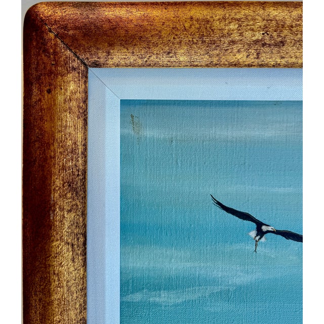 American Bald Eagle Framed Animal Art, Oil on Canvas Lynn Chase Signed 1980 For Sale - Image 13 of 15