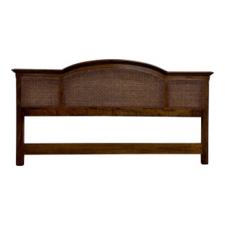 Vintage Ethan Allen Classic Manor King Size Maple and Cane Headboard 15-5655 For Sale