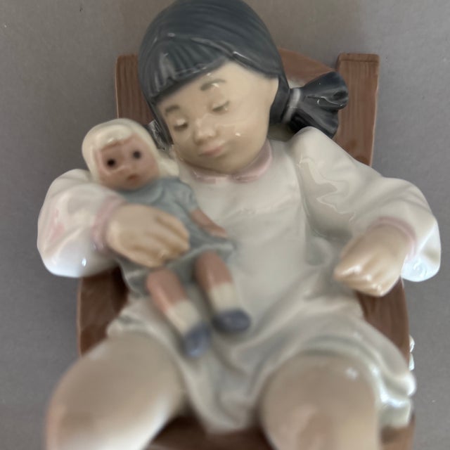 White 1950s Bing & Grondahl Girl Rocking Her Doll For Sale - Image 8 of 12