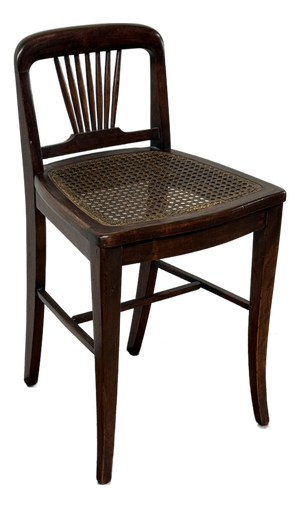 Edwardian Mahogany Fan Back Cane Seat Side Chair, Antique