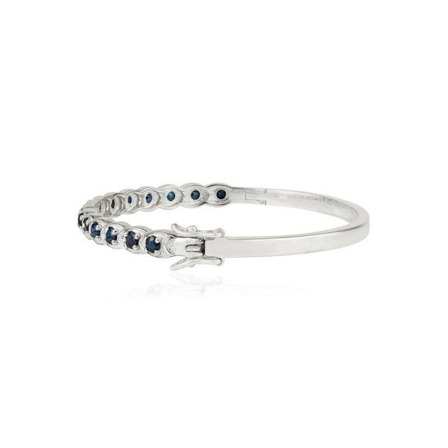 Art Deco Sterling Silver Pavé Set Sapphire Bangle Bracelet For Sale - Image 3 of 10