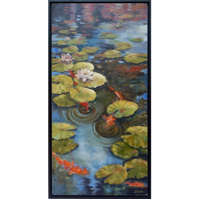 "Staying Afloat" was inspired by the artist's love of Koi ponds and the way the fish swim playfully and fluidly just...