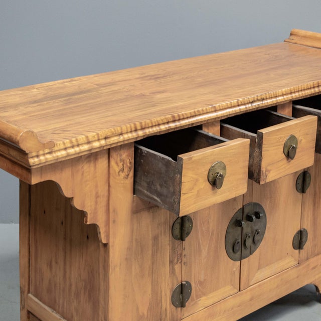 Late 20th Century Chinese Elm & Mixed Hardwood Console / Sideboard For Sale In Denver - Image 6 of 14