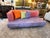 Lavender Micro-Suede + Rose Pink Leather Chaise Sofa For Sale - Image 4 of 12