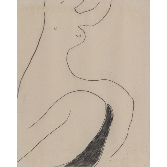 Roger Hilton Seated Female Nude Charcoal on Paper For Sale - Image 4 of 6
