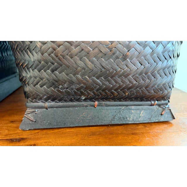 1990s Monumental Antique Rice Bin Woven Rattan Table Lamps by the Natural Light - a Pair For Sale - Image 9 of 12