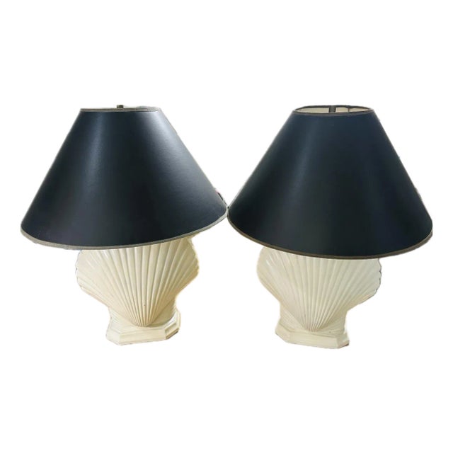 1960s Classic Miami Beach Clam Shell Lamps - A Pair For Sale