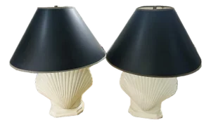 1960s Classic Miami Beach Clam Shell Lamps - A Pair