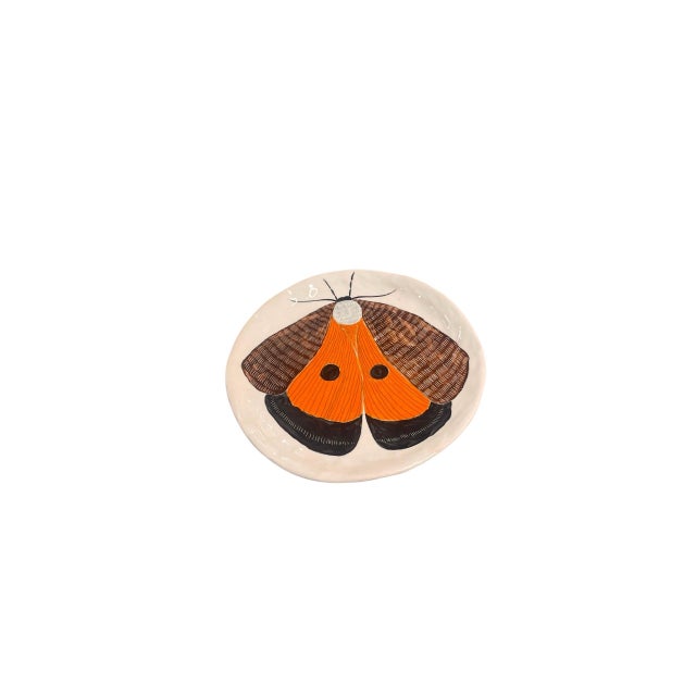 Mid-Century Modern Vintage Studio Ceramic Moth Decorative Plate For Sale - Image 3 of 12