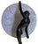 Art Deco Sarsaparilla glass moon lamp of a Frankart design featuring a nude woman nymph in black color with a light blue-...