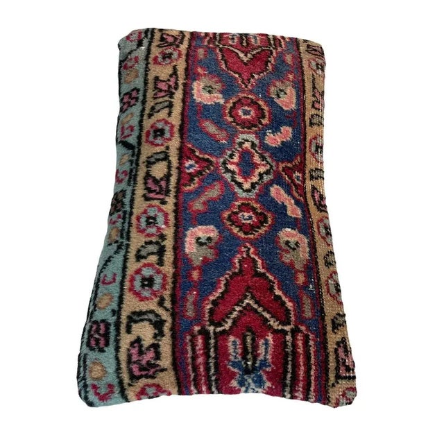 Large Vintage Turkish Handmade Rug Cushion Cover For Sale - Image 9 of 11