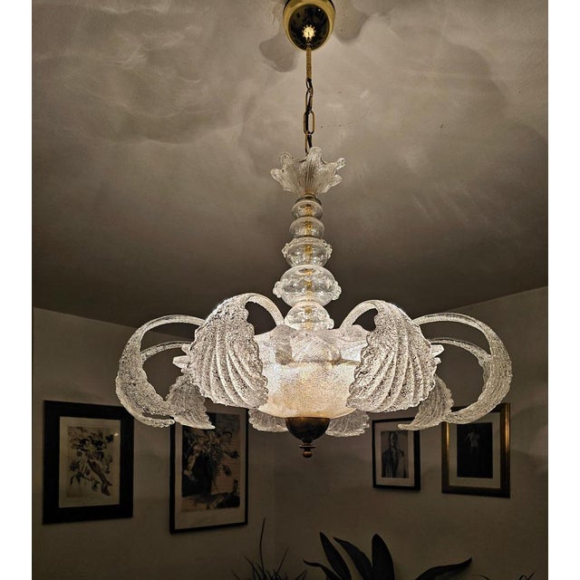 Art Deco Italian Chandelier in the style of Barovier & Toso, 1950s For Sale - Image 10 of 16