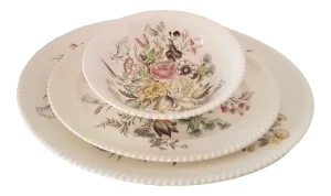 Vintage 1940s Johnson Bros. Windsor Ware Porcelain "Garden Bouquet" Pattern Serveware, England - 3 Pieces