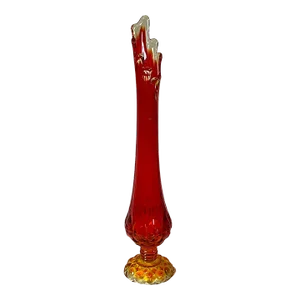 Vintage Mid Century Modern Kanawha Glass Orange Moon and Stars Glass Swung Vase 18” Tall Footed Base