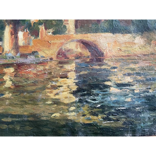 Impressionist European Lake Landscape, Vintage Oil Painting For Sale - Image 3 of 10