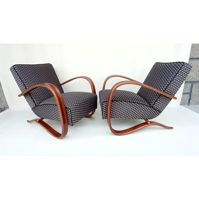 Beautiful, iconic H-269 armchairs from the famous designer Jindřich Halabala. This model is also exhibited at the Museum...