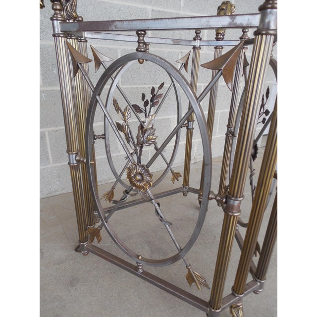 French Empire Style Ram's Head Bronze & Steel Center Table For Sale - Image 4 of 12