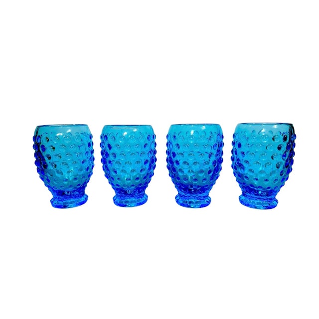 Vintage Tiara Indiana Glass Company Cerulean Hobnail Barrel Shaped