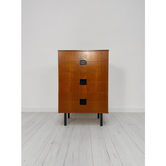 Beautiful vintage Mid-Century dresser from the 1960s in the style of Cees Braakman. Sleek design with six drawers, black...