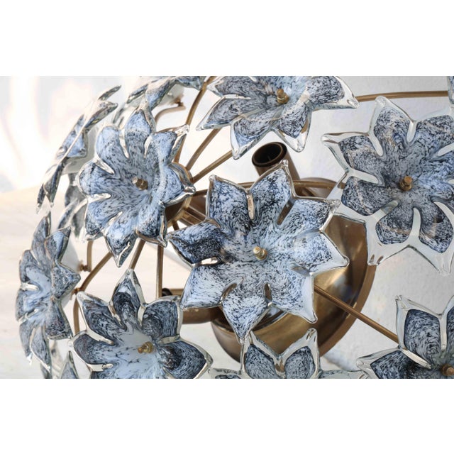 1970s Large Murano Vintage Ceiling Light Black Flowers For Sale - Image 16 of 17
