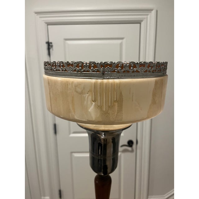 Wood 1920s Rare Intricate Art Deco Torchiere Floor Lamp For Sale - Image 7 of 13