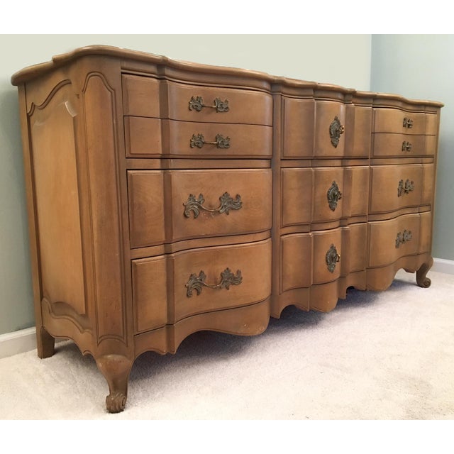 Louis XV French Provincial Serpentine Dresser and Mirror by Dixon Powdermaker Orleans Collection