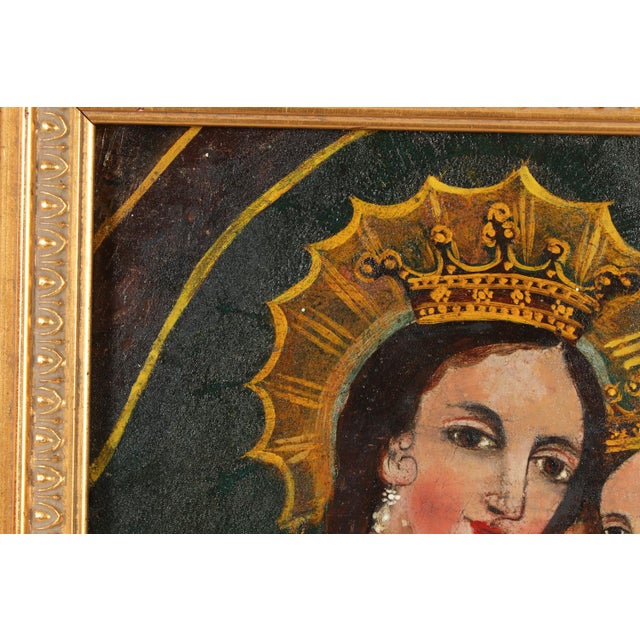 Mexican Our Lady of Refuge for Sinner, Oil on Tin, 19th Century For Sale - Image 3 of 13