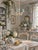 Metal Vintage Shabby Chic 4 Arm Small Chandelier Green Fabric Shades Made in Spain For Sale - Image 7 of 7