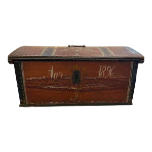 1896 Norwegian Wedding Chest All Original Old Paint and Hardware