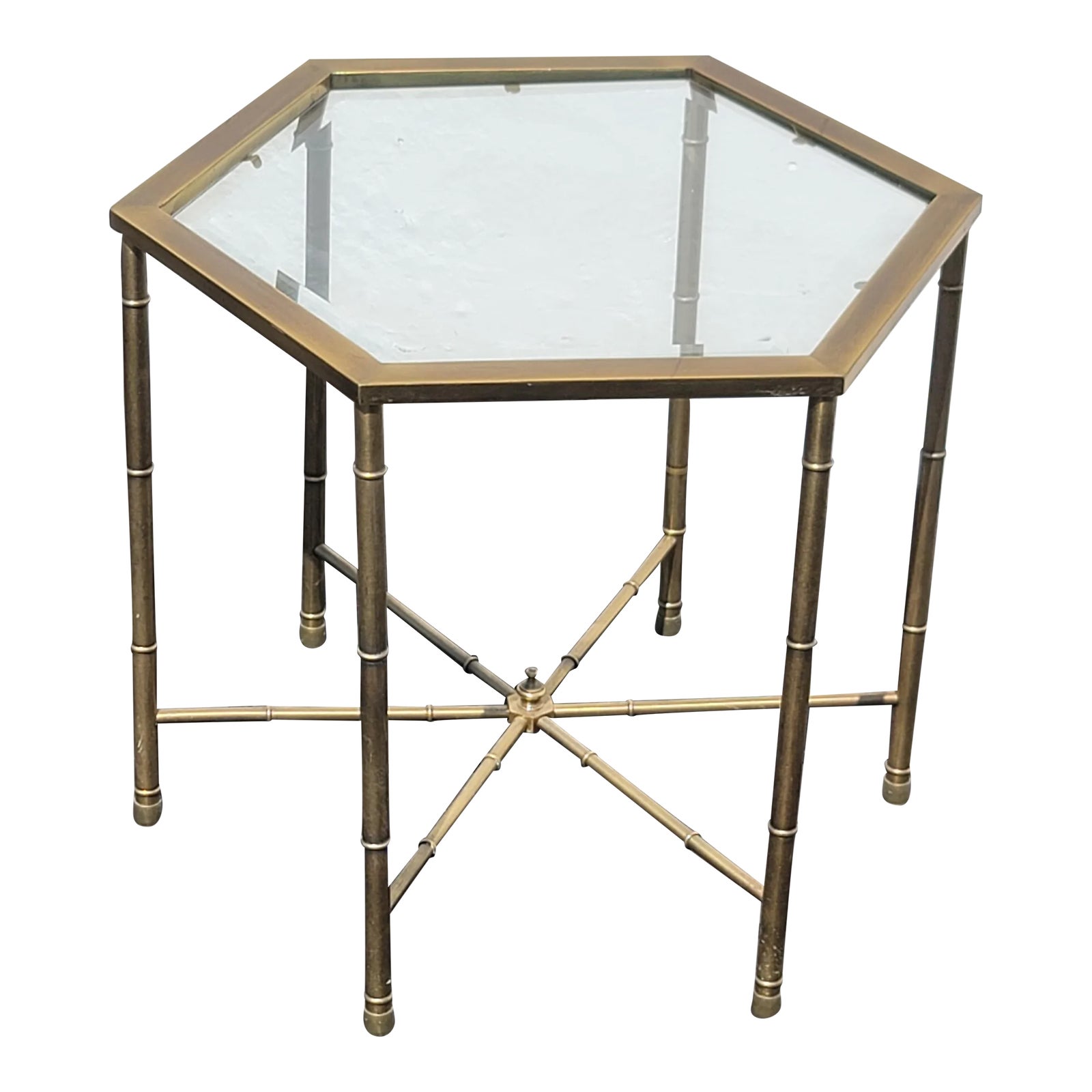 Vintage Hollywood Regency Hexagon Gold Metal Side Table Chairish