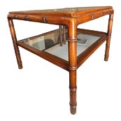 Vintage Bamboo Display Cabinet with Vienna Straw and Glass Shelves For Sale