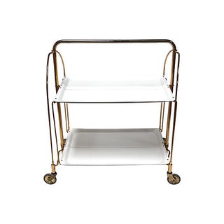 Gold Metal Folding Bar Cart For Sale