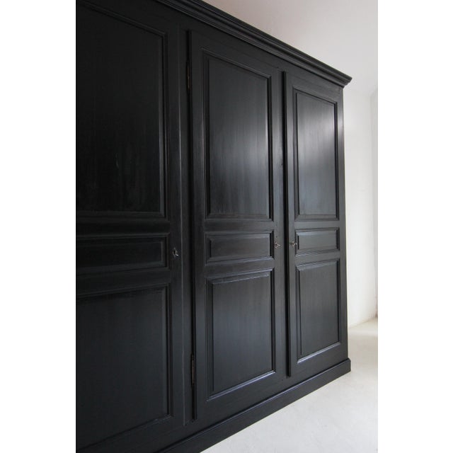 Black Large Vintage Black Wardrobe For Sale - Image 8 of 18