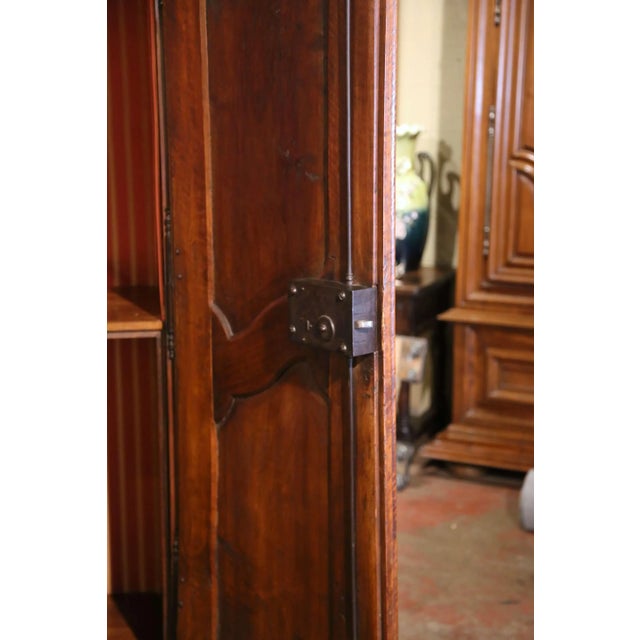 Brown 18th Century French Louis XV Carved Walnut Armoire Lyonnaise With Floral Motifs For Sale - Image 8 of 12