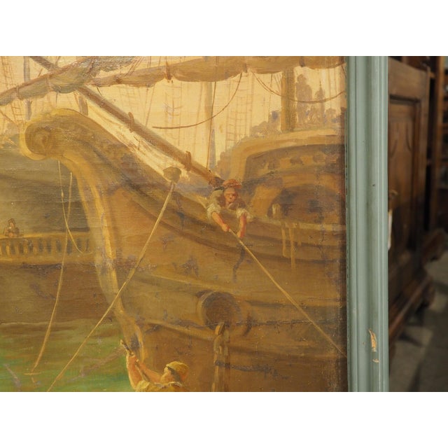 Cream 19th Century French Seaport Oil Painting After Claude Lorrain, 60.4 X 74.3 In For Sale - Image 8 of 18