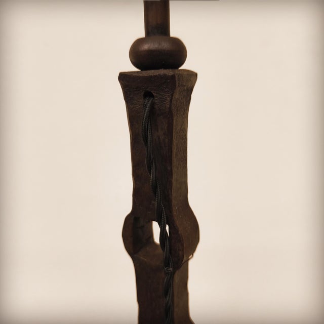 Black Brutalist Lamp Base in Wrought and Hammered Iron, France, 1920s For Sale - Image 8 of 16