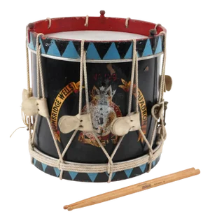 Regimental Side Drum Coffee Table with Hand-Painted Coat of Arms, 1940s